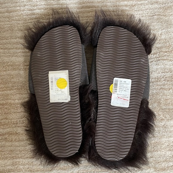 NWT Brunello Cucinelli Brown Monili Bead and Shearling Slip-on Slides Size 35.5 - Picture 6 of 7